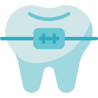 Adult orthodontics and pediatric orthodontics in Naperville depicted by a tooth with braces