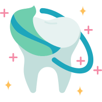 Icon depicting fluoride treatment protecting a tooth.